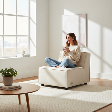 Toulouse Cream Fabric Armless Sofa.