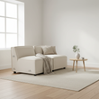 Toulouse Cream Fabric Armless Sofa.