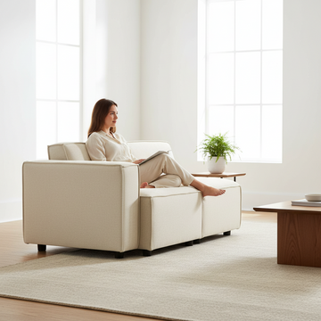 Toulouse Cream Fabric Right Arm Sofa