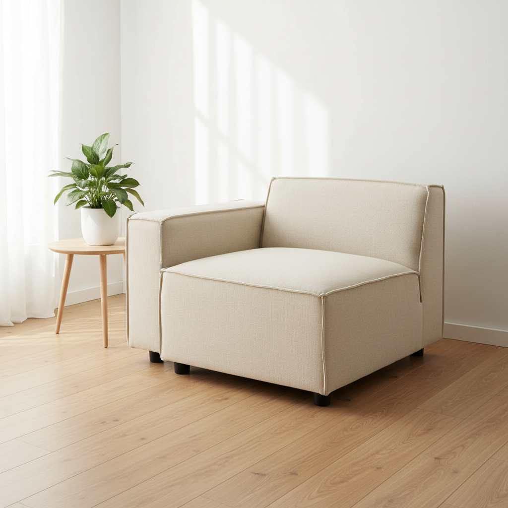 Toulouse Cream Fabric Right Arm Sofa