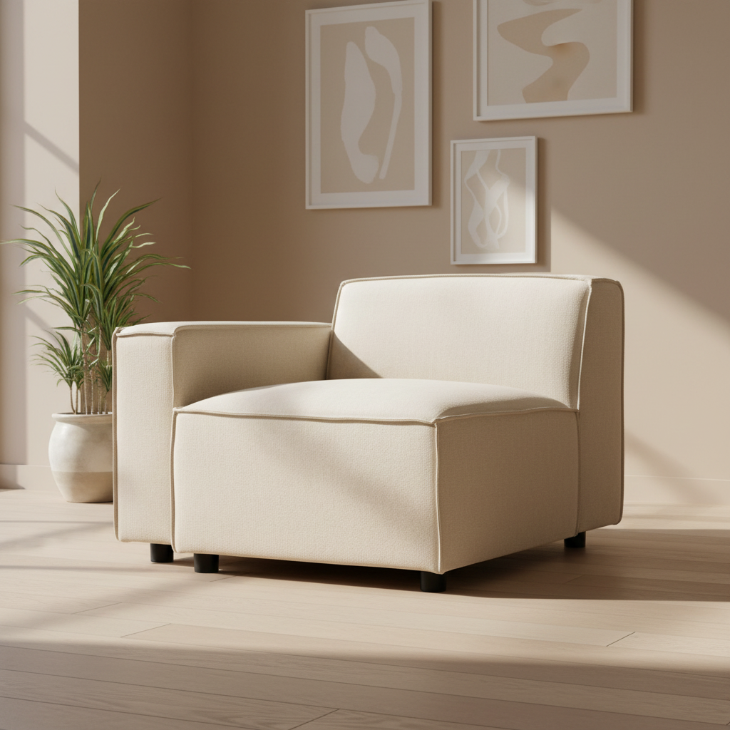 Toulouse Cream Fabric Right Arm Sofa