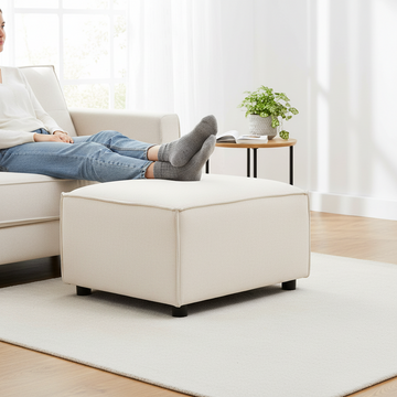 Toulouse Cream Fabric Sofa Ottoman