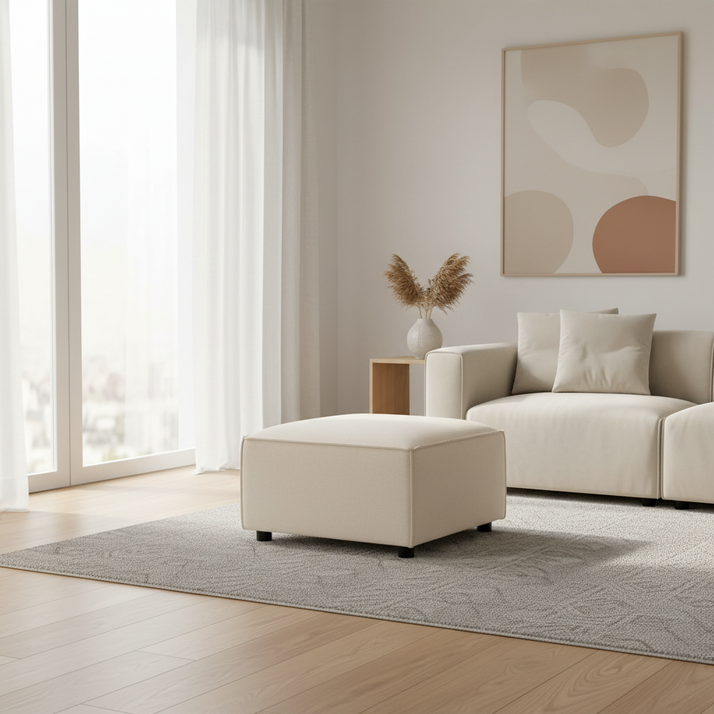 Toulouse Cream Fabric Sofa Ottoman