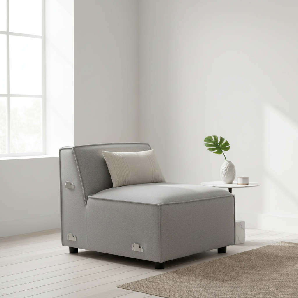 Toulouse Grey Fabric Armless Sofa