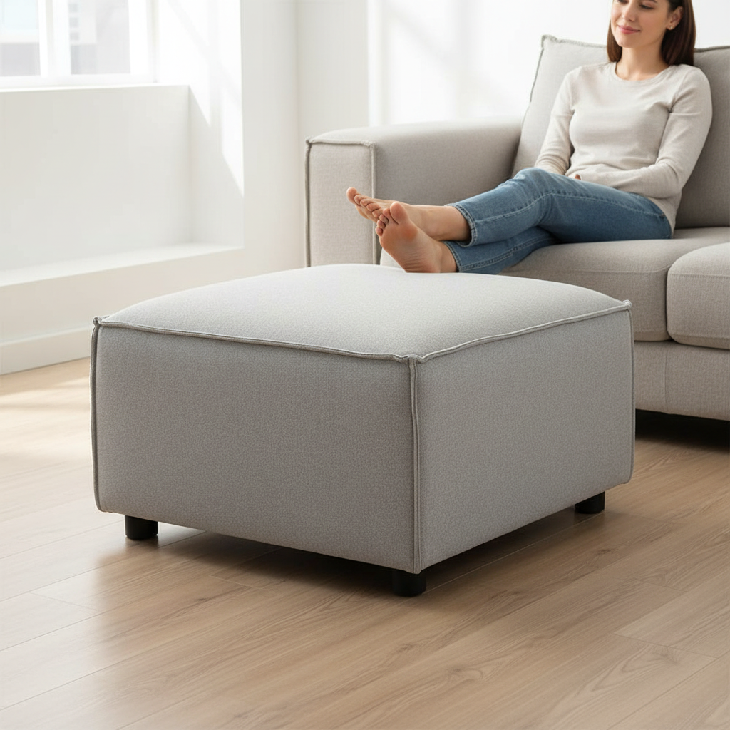 Toulouse Grey Fabric Sofa Ottoman