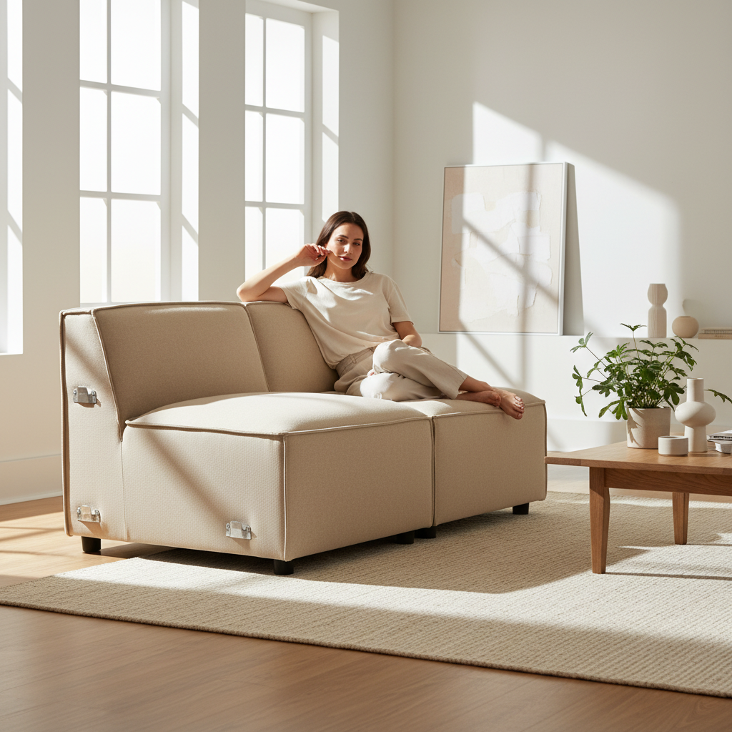 Toulouse Natural Fabric Armless Sofa