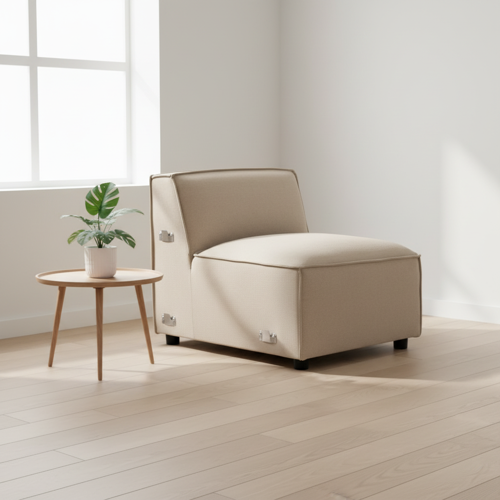 Toulouse Natural Fabric Armless Sofa