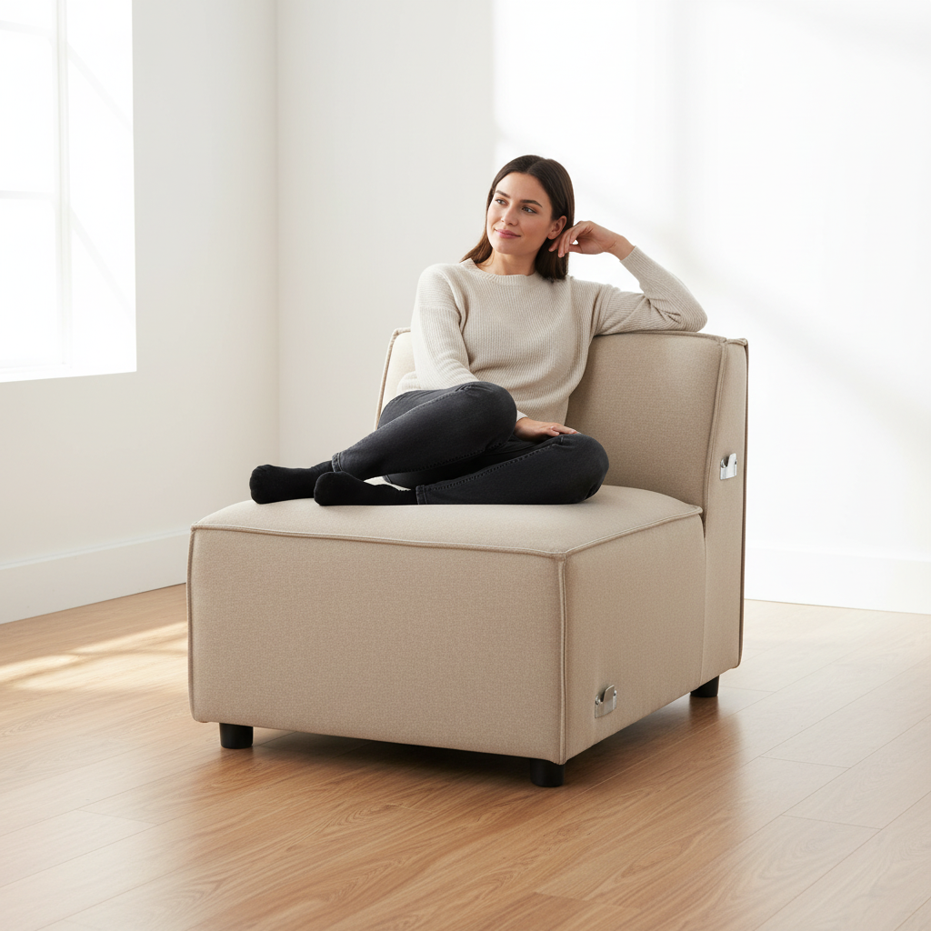 Toulouse Natural Fabric Armless Sofa