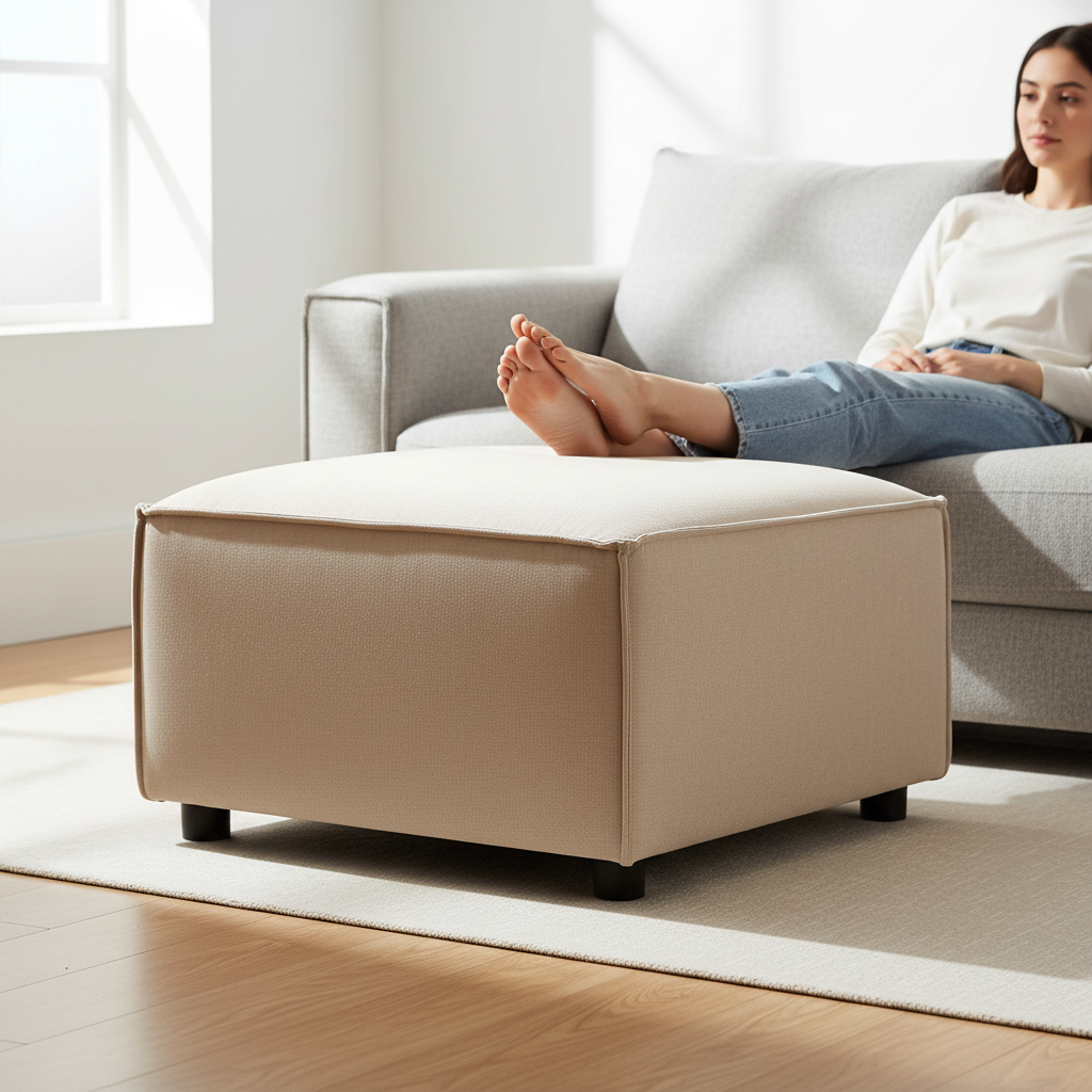 Toulouse Natural Fabric Sofa Ottoman