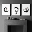 Traditional Japanese Wall Art | Enso Circle Ink Brush Zen wall art displayed on a wall in a styled room