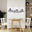 Traditional Japanese Wall Art Ink Landscape with Red Moon, Black & White displayed on a wall in a styled room — view 6