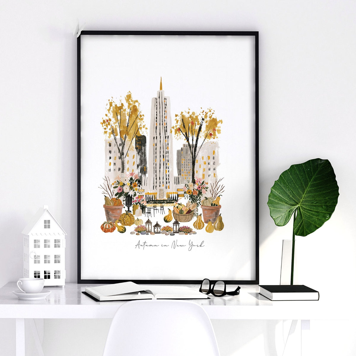 Travel Poster New York Central Park Empire State "Autumn in New York" Watercolour Wall Art Prints | Set of 3