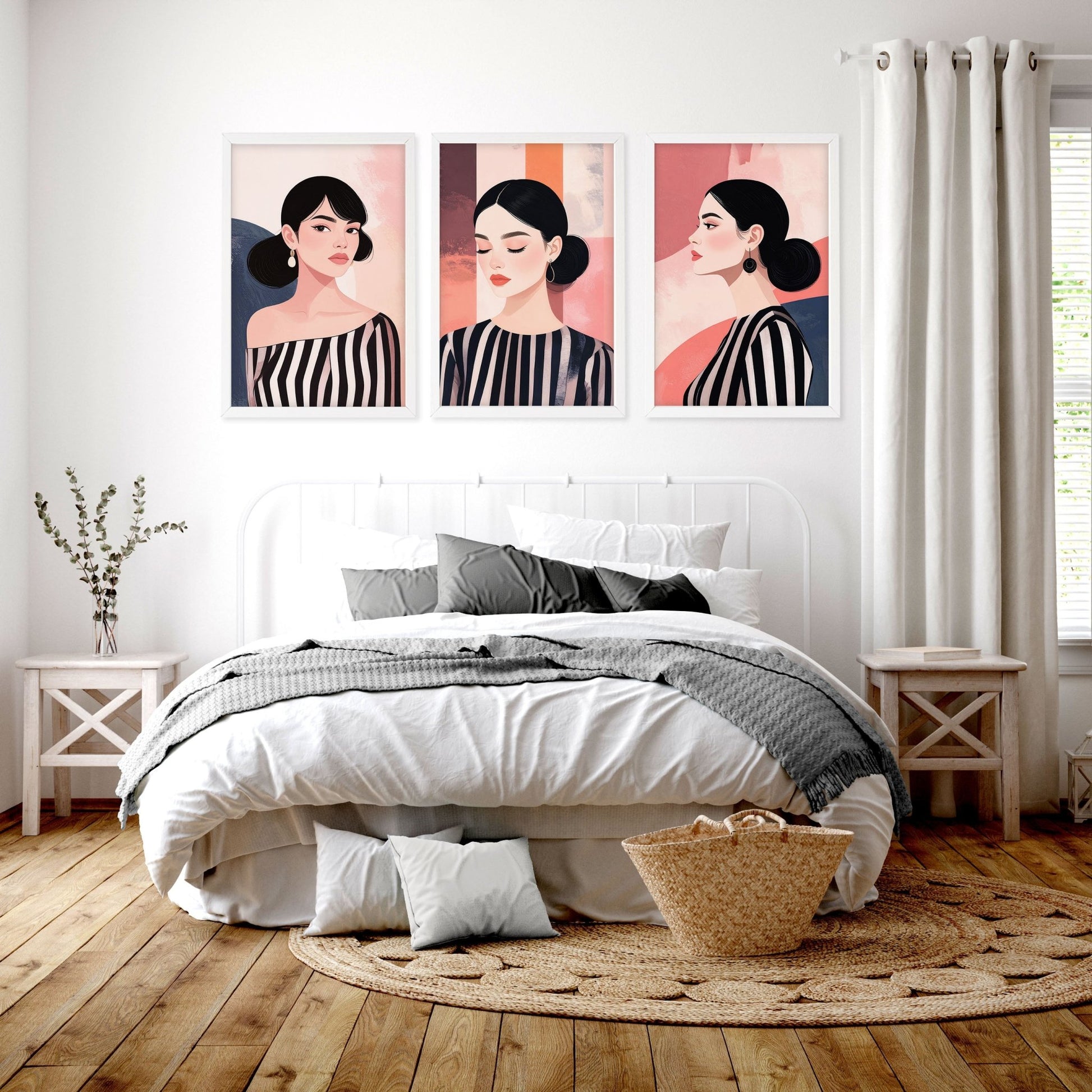 Trendy Wall Art For Bedroom | Set of 3 Boho Women Wall art Prints