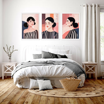Trendy Wall Art For Bedroom | Set of 3 Bohemian Women Prints