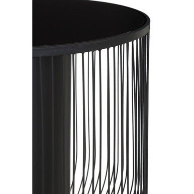 Trento End Table With Black Glass Top