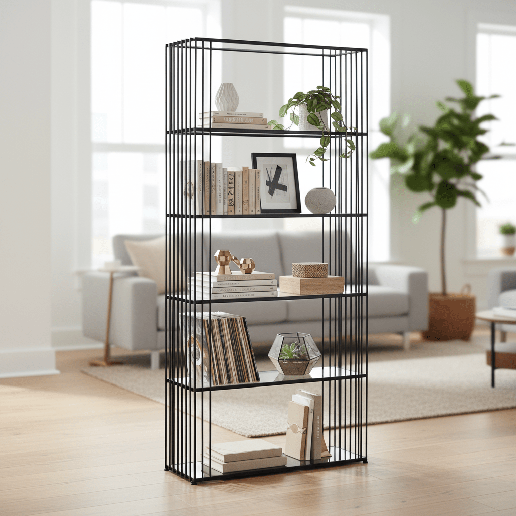 Trento Five Tier Black Bookshelf