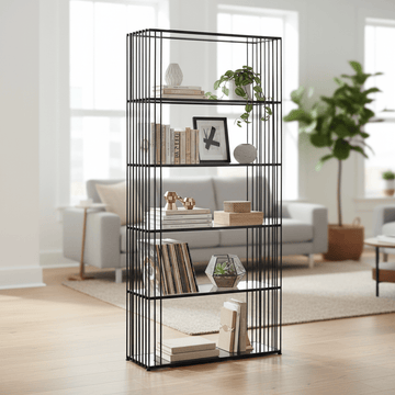 Trento Five Tier Black Bookshelf
