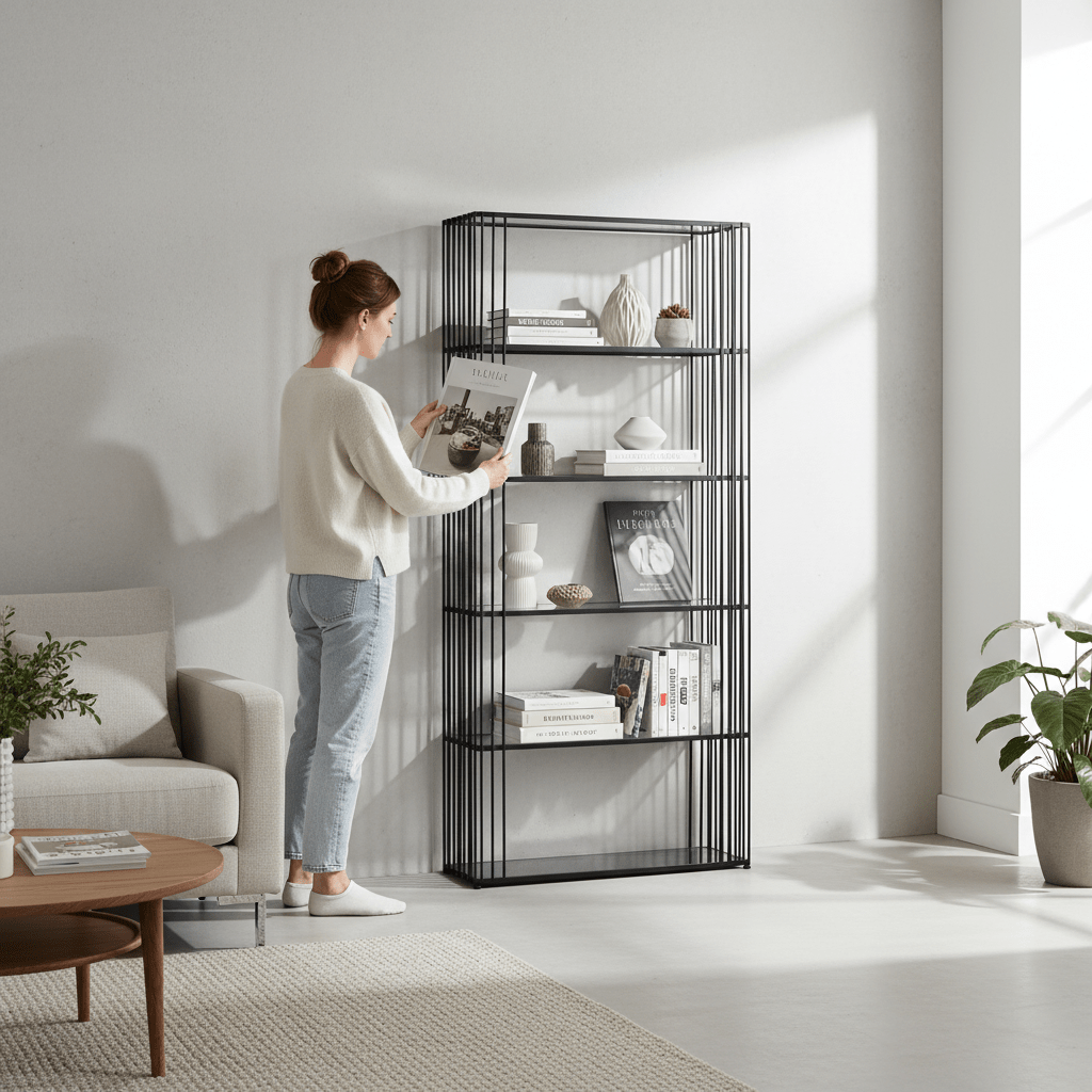 Trento Five Tier Black Bookshelf