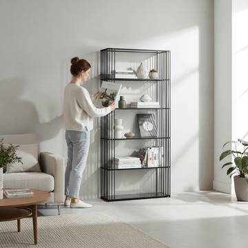 Trento Five Tier Black Bookshelf