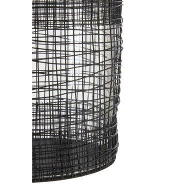 Trento Glass and Black Finish Metal Cylindrical Lantern