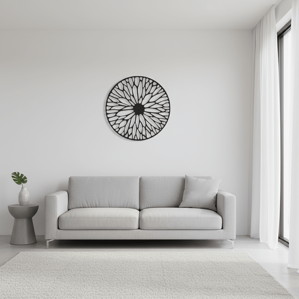 Trento Large Black Floral Design Wall Art