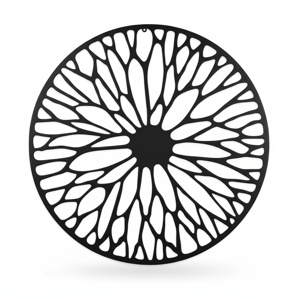 Trento Large Black Floral Design Wall Art