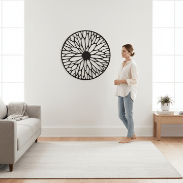 Trento Large Black Floral Design Wall Art