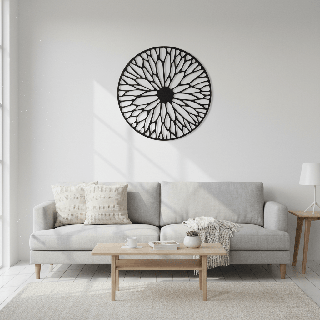 Trento Large Black Floral Design Wall Art