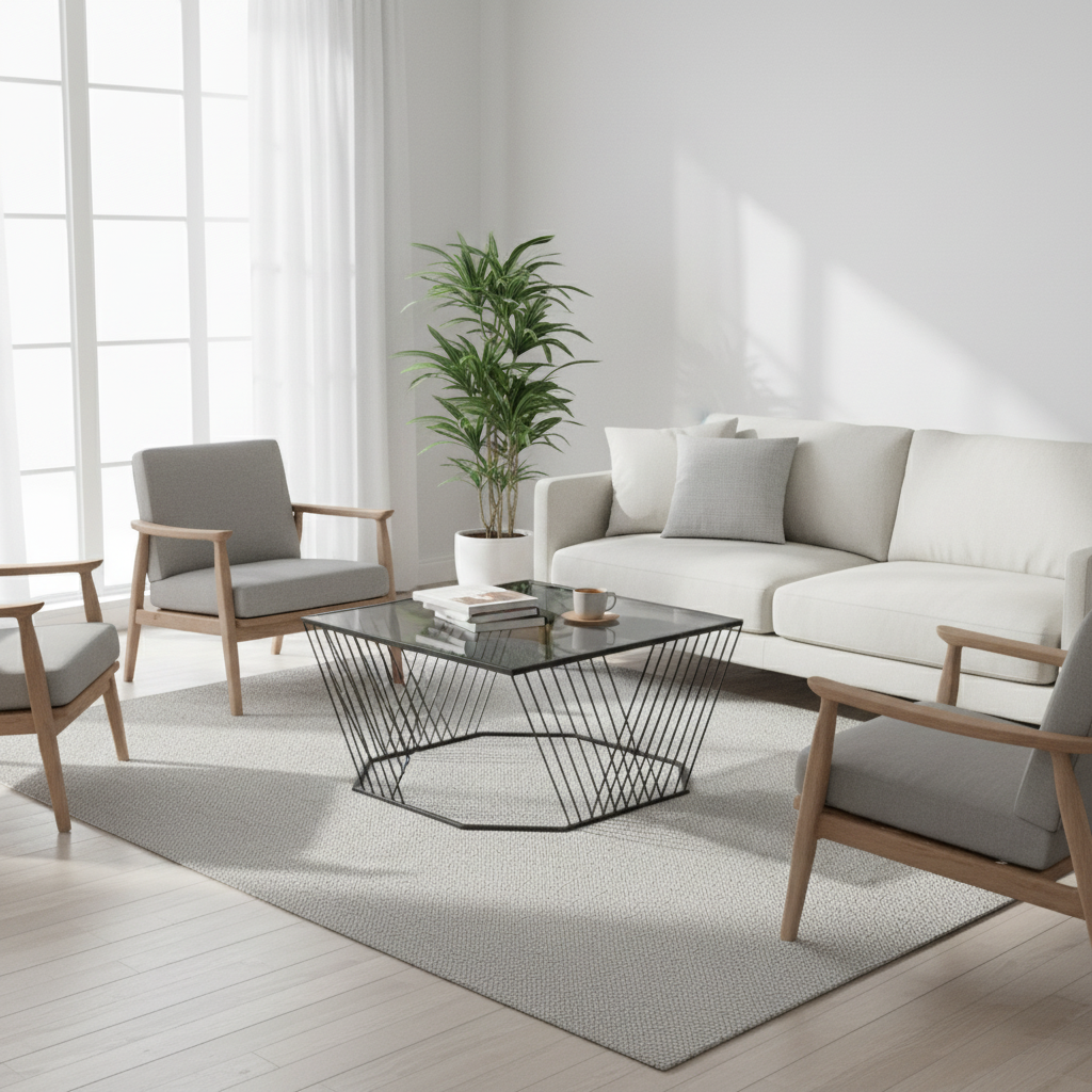 Trento Coffee Table With Grey Glass Top