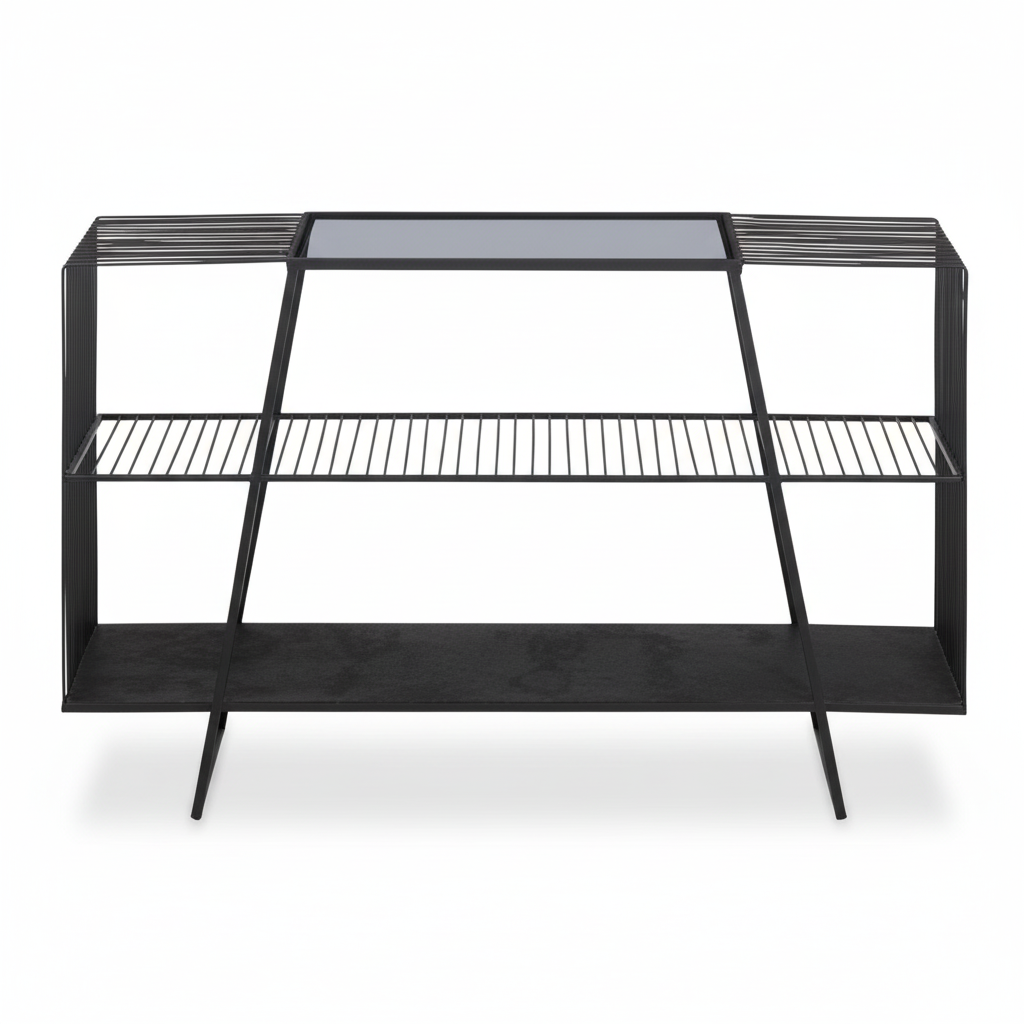 Trento Console Table With Grey Glass Top