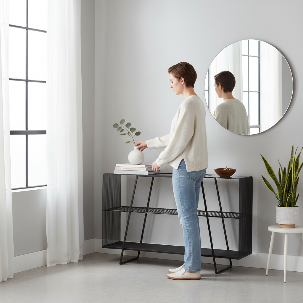 Trento Console Table With Grey Glass Top