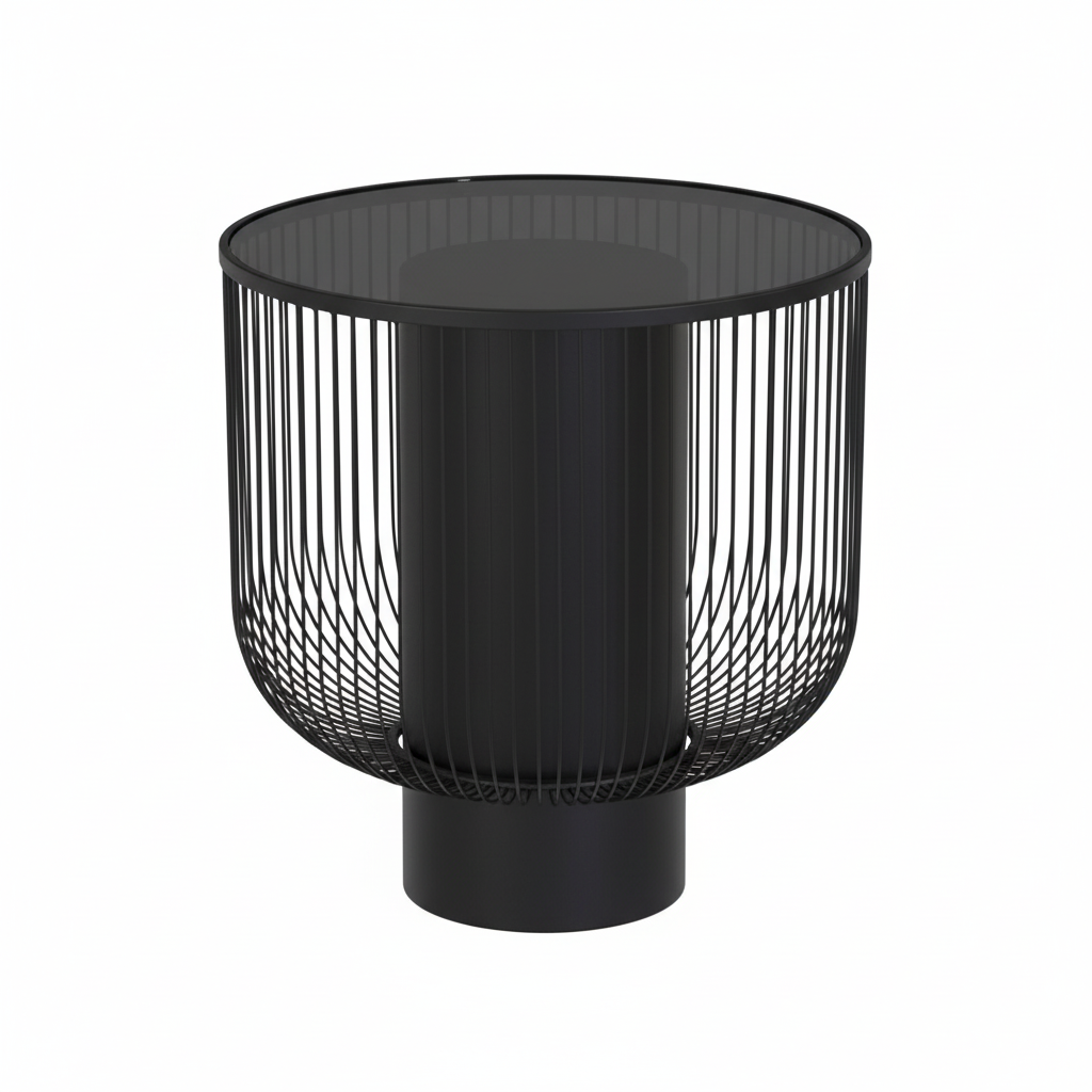 Trento End Table With Black Glass Top