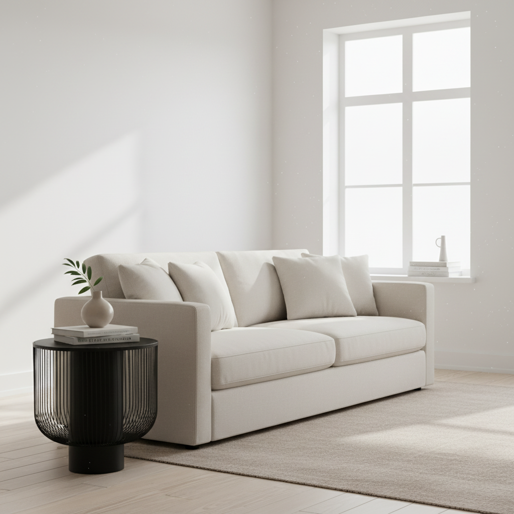 Trento End Table With Black Glass Top