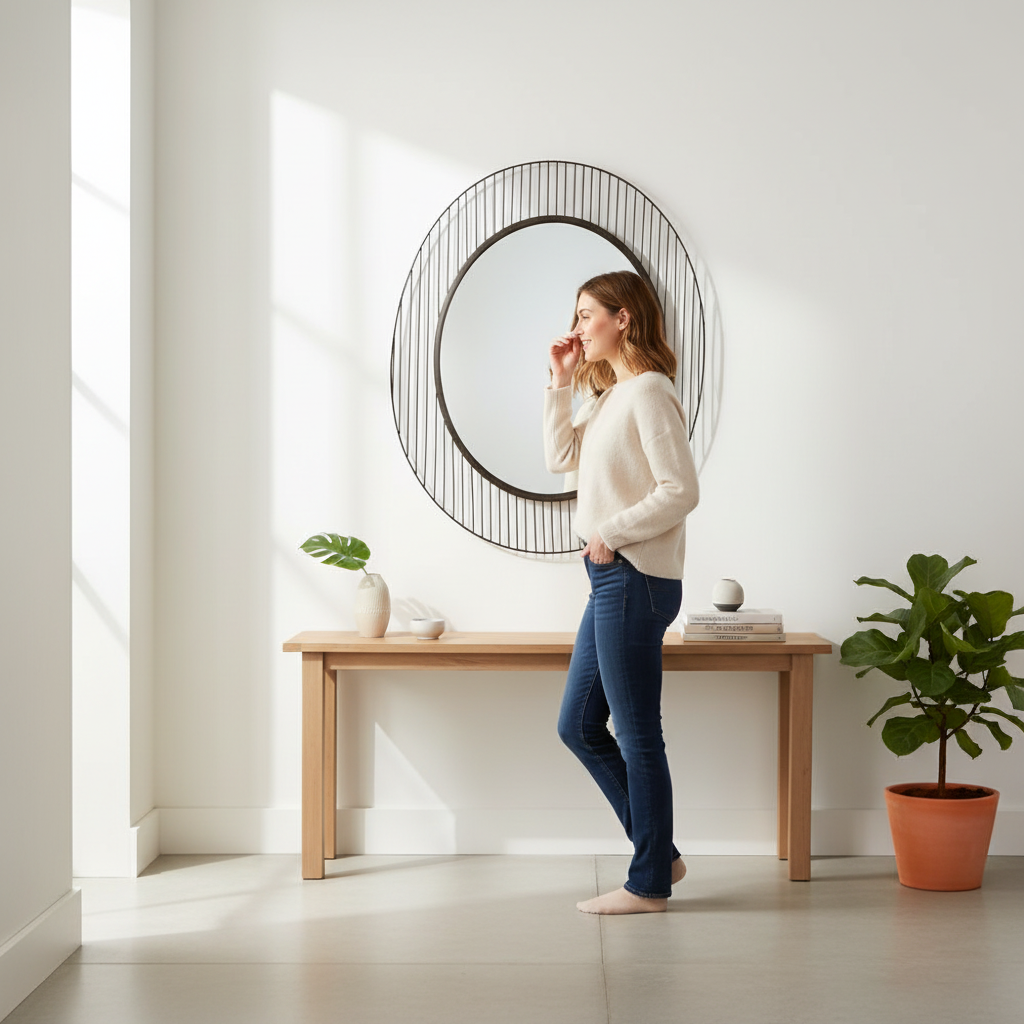 Trento Linear Lines Frame Wall Mirror