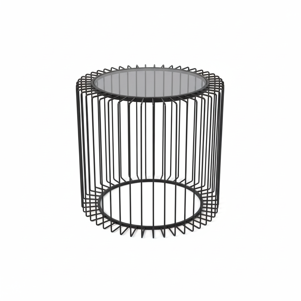 Trento Round End Table With Glass Top