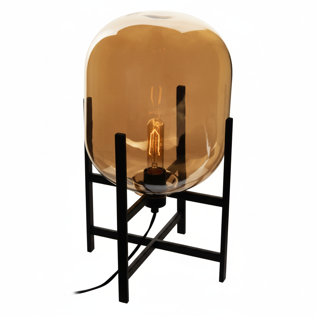 Trieste Matte Black and Glass Table Lamp