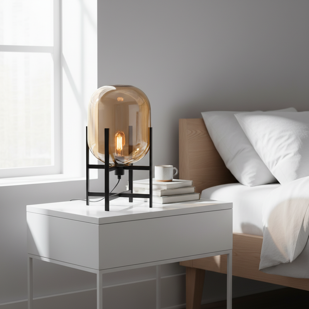 Trieste Matte Black and Glass Table Lamp