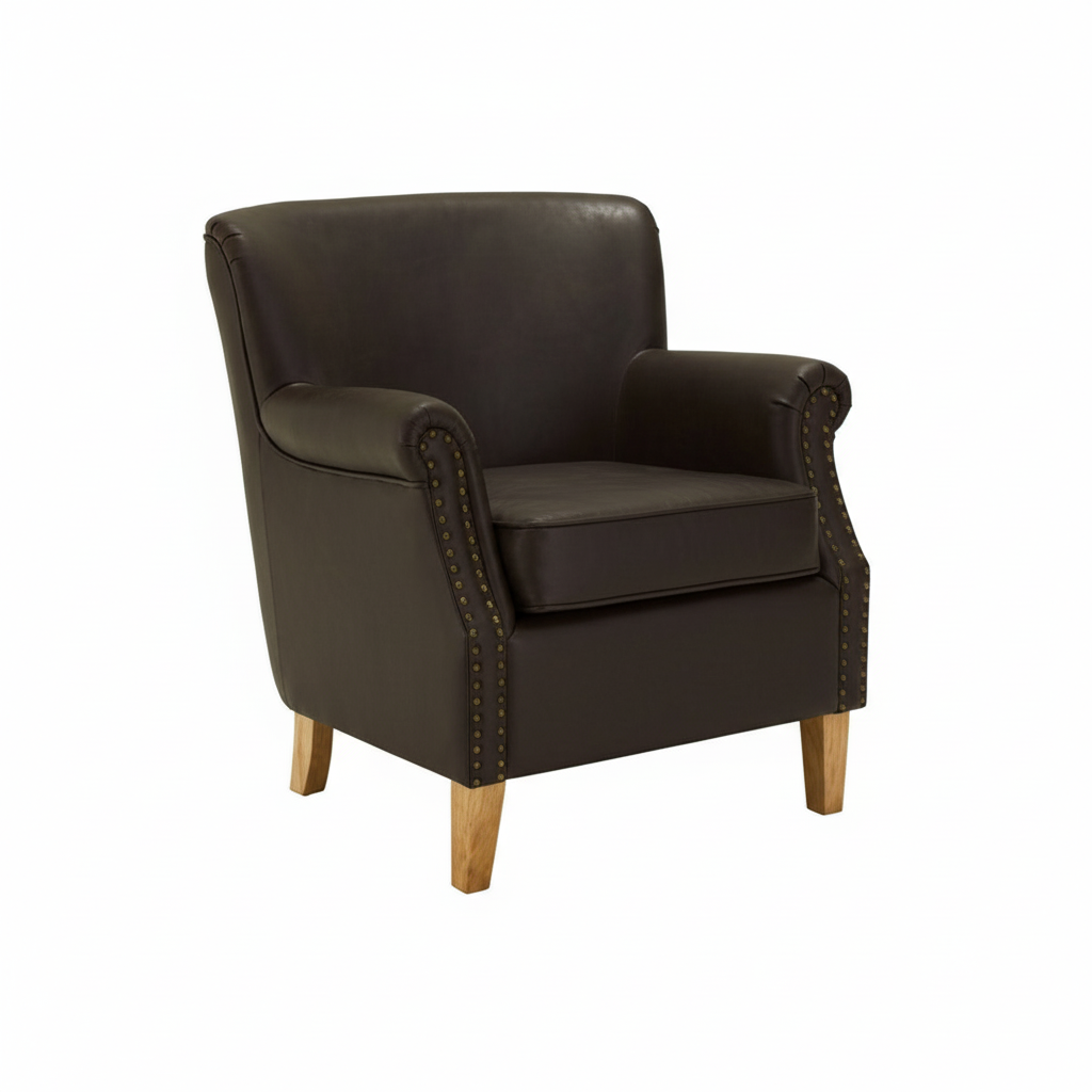 Trinity Brown Leather Effect Armchair
