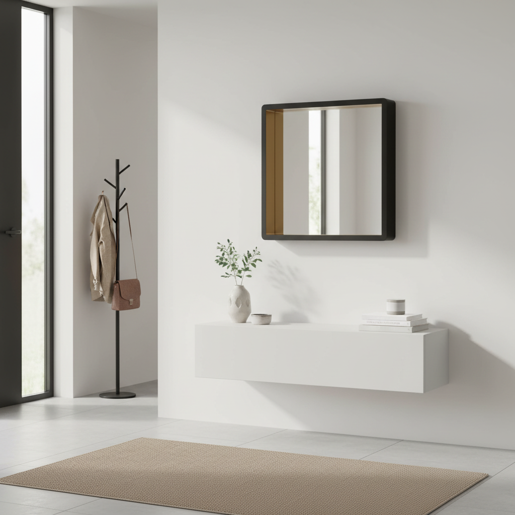 Trosa Large Black Wall Mirror With Gold Edge