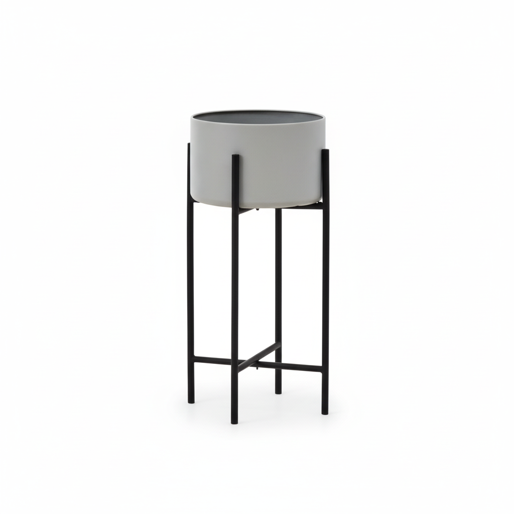 Trosa Large Grey And Black Floor Standing Planter