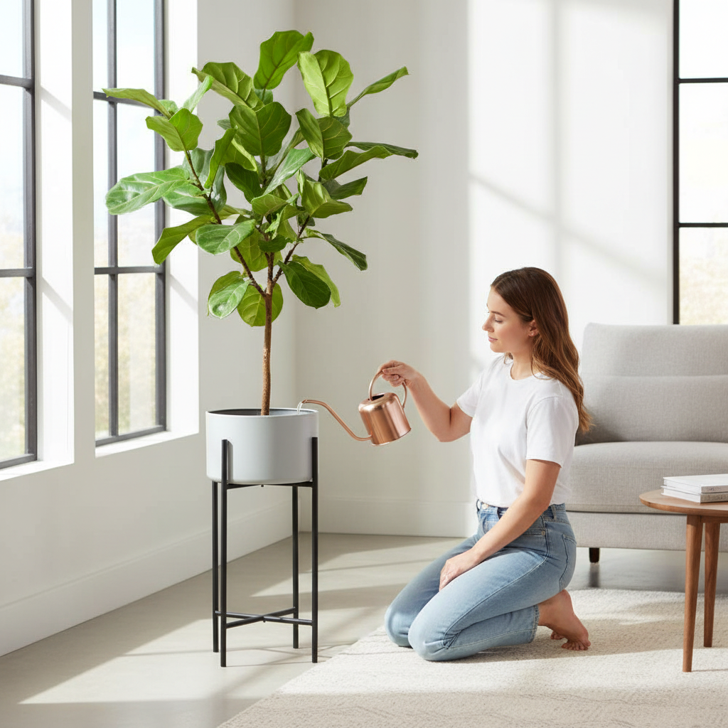 Trosa Large Grey And Black Floor Standing Planter