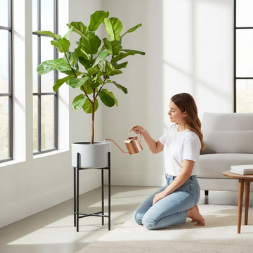 Trosa Large Grey And Black Floor Standing Planter