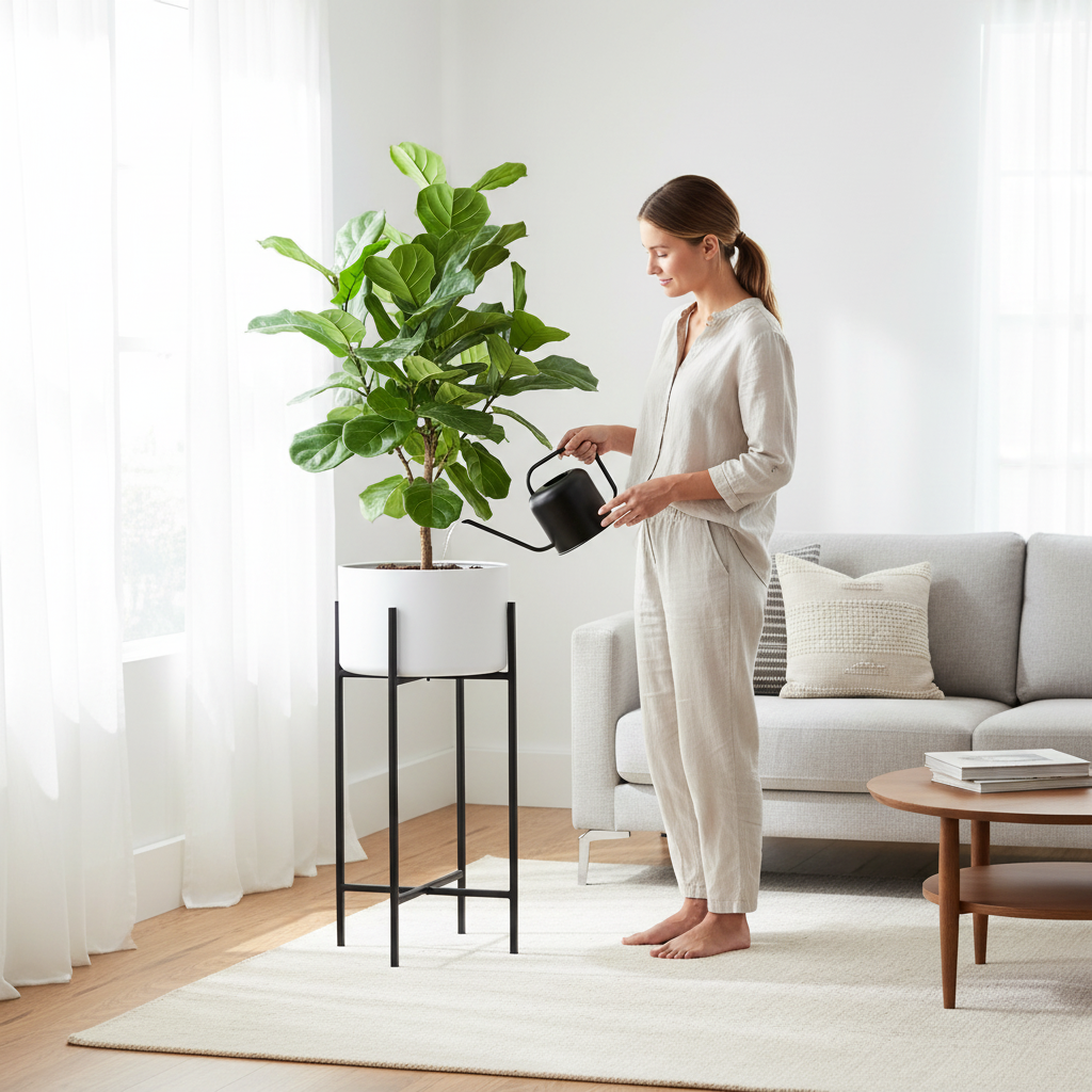 Trosa Large White And Black Floor Standing Planter