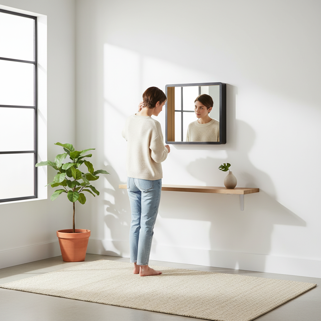 Trosa Medium Black Wall Mirror With Gold Edge