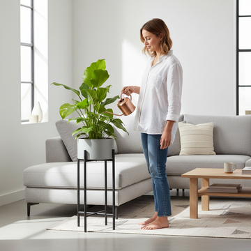 Trosa Small Grey And Black Floor Standing Planter