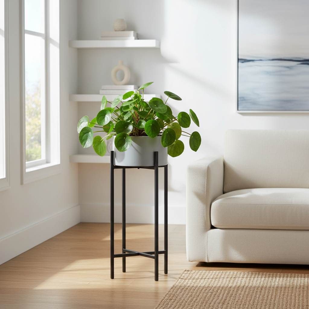 Trosa Small Grey And Black Floor Standing Planter