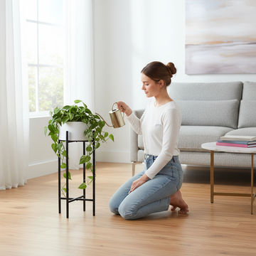 Trosa Small White And Black Floor Standing Planter