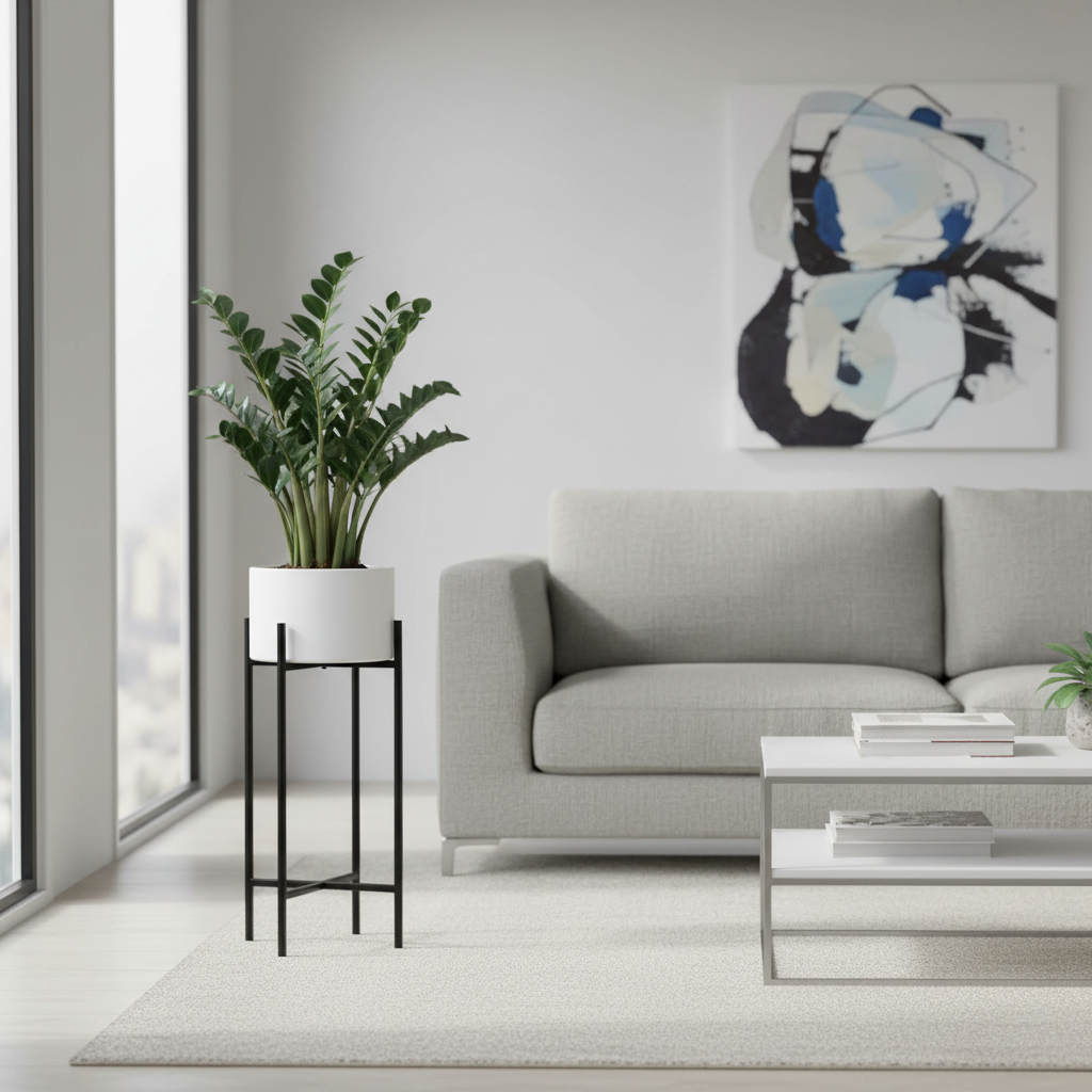 Trosa Small White And Black Floor Standing Planter