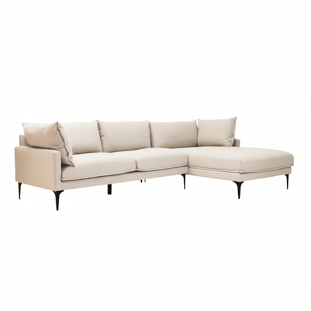 Troyes Cream Three Seat Right Chaise Sofa