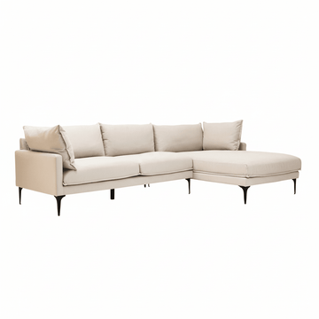 Troyes Cream Three Seat Right Chaise Sofa